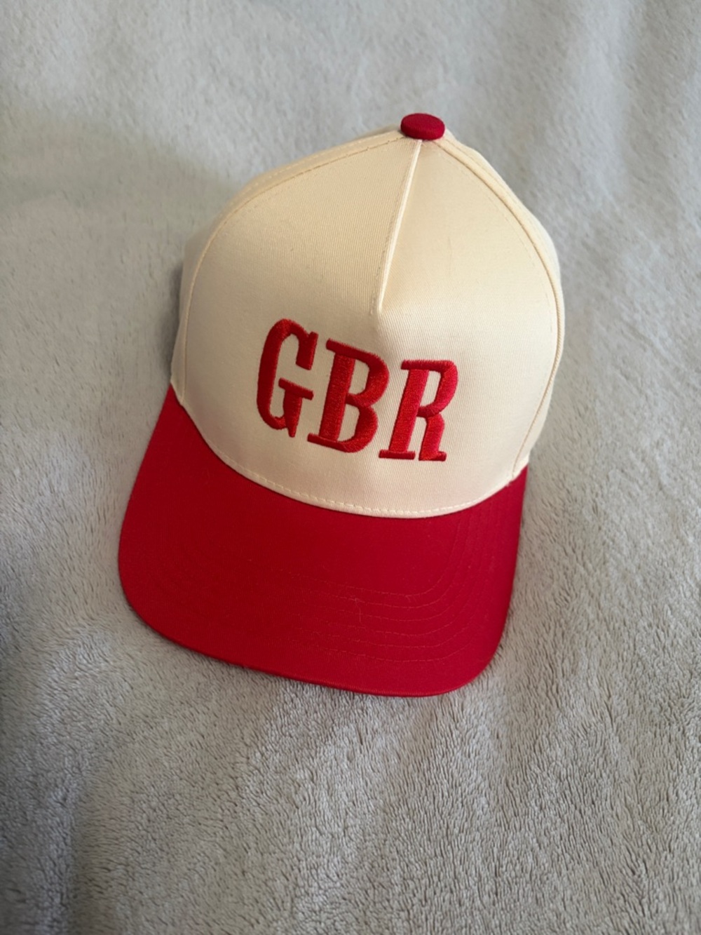 Cream and Red 'GBR' Trucker Cap